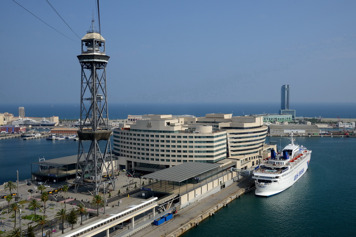 Blick auf den Hafen und das World Trade Center von Barcelona