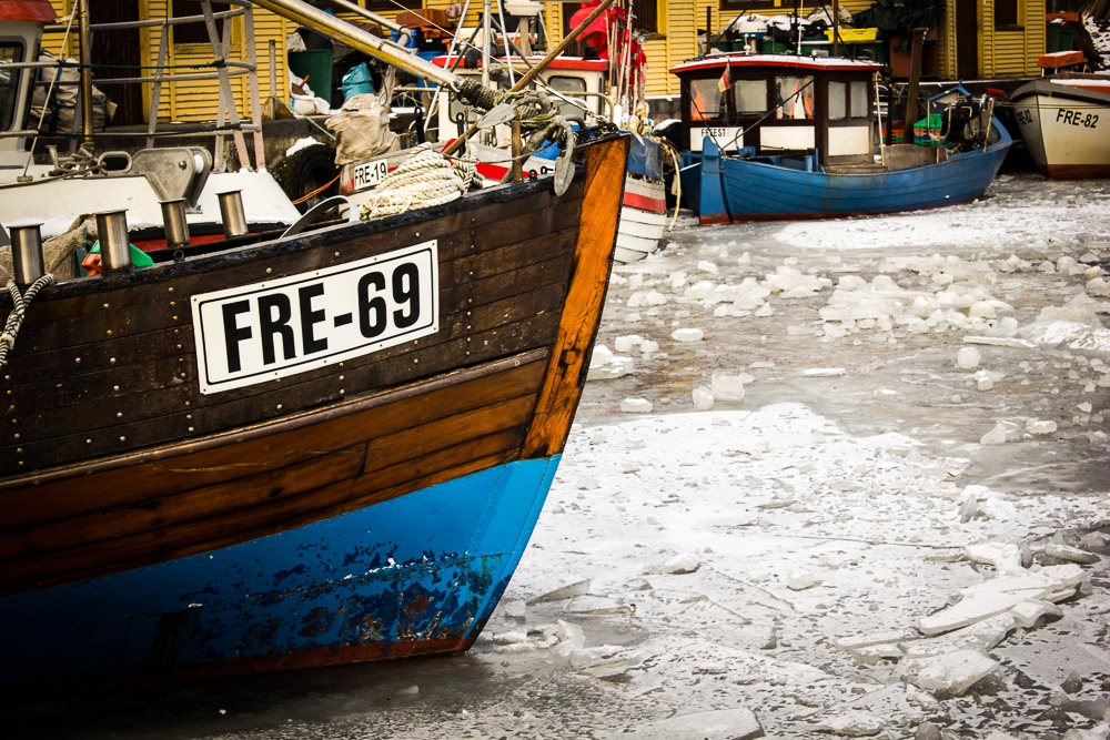Freester Fischerboote im Winterschlaf
