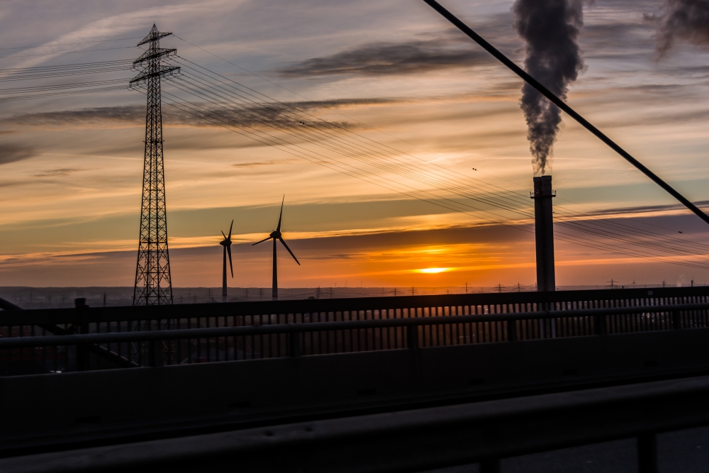 Sonnenuntergang auf der Köhlbrandbrücke