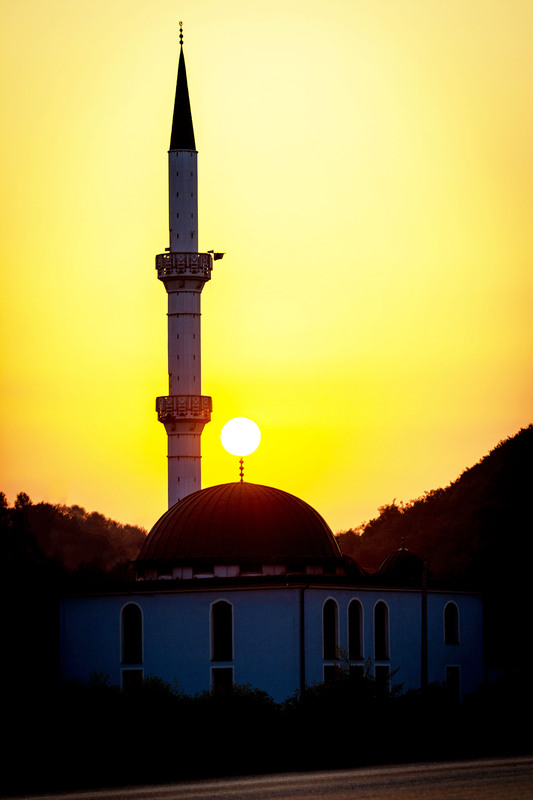 Moschee im Sonnenuntergang