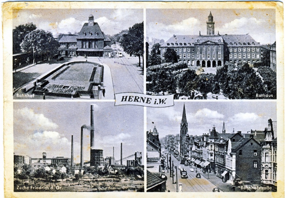 Herne 1954 alte Postkarte