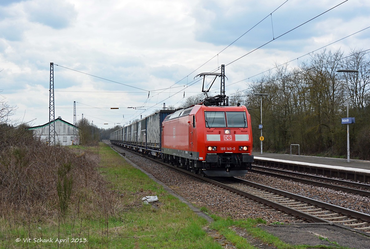 16.04.2013.DB 185 145-0 mit Transfesa Ganzzug in Hetzerath-Rheinland-Pfalz