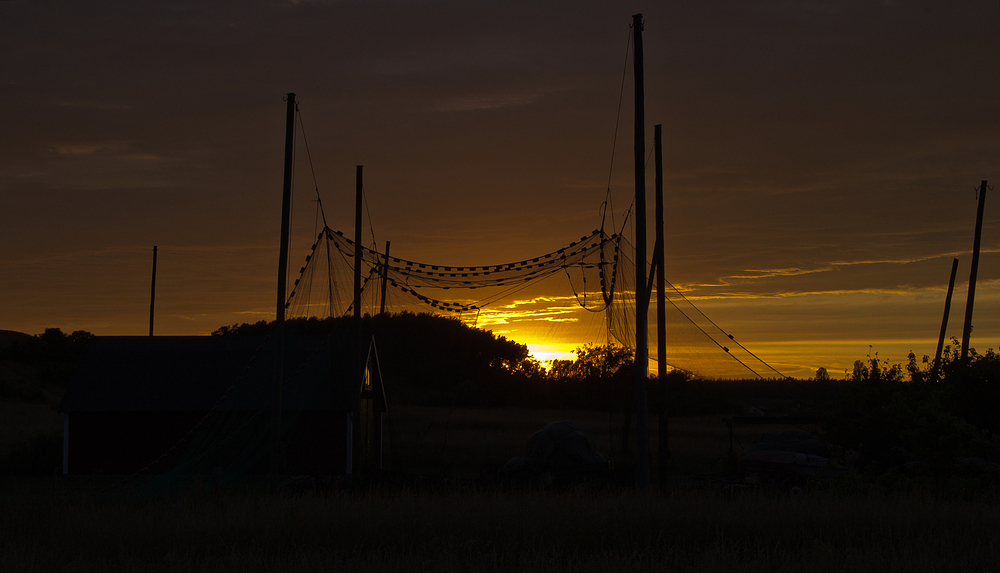 Fischerhaus im Sonnenuntergang